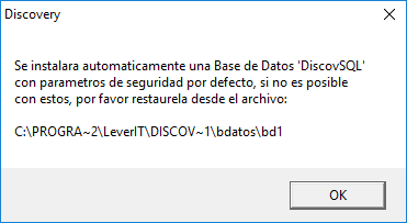 Creación de la base de datos Discovery